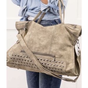 Vegan leather shoulder bag, Grey/Taupe NWOT